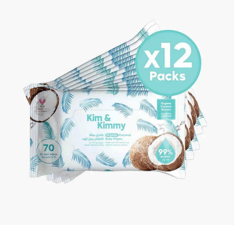 Kim & Kimmy Organic Coconut Water Baby Wipes β 70pcs