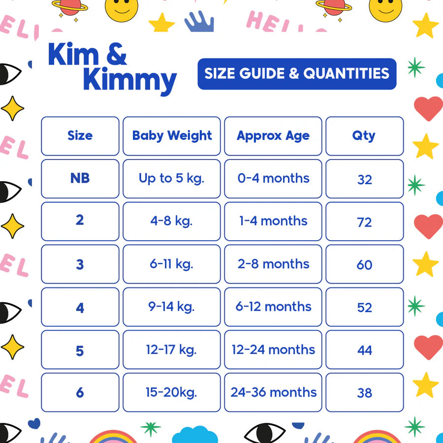 Kim & Kimmy - Size 2 Diapers, 4 - 8kg, qty 72