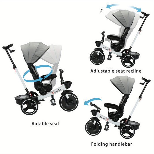 Ubravoo Baby Stroller Tricycle Ride Bike, 360 Degree Rotation Sitting & Lying, Celerity Disassembly & Assembly, 1-5 Years