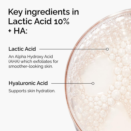 The Ordinary Lactic Acid 10% + HA Exfoliating Serum – Smoother Texture & Glow for Normal to Dry Skin (30ml)