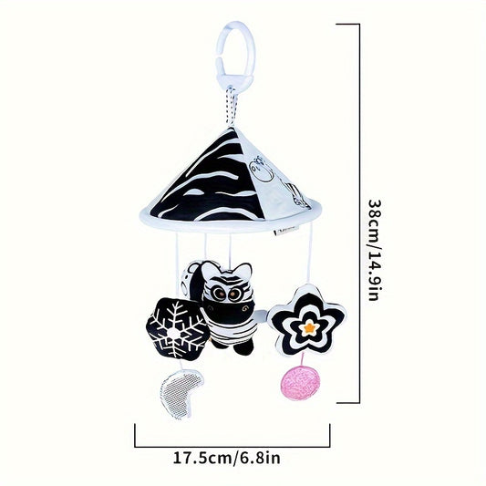 Black And White Baby Toy Car Hanging Baby Trolley Hanging Umbrella Wind Chime Early Education Toys Crib Bell Stroller Baby Hanging Umbrella Bed Bell Pendant Black And White Animal Wind Chime Bed Hanging Baby Safety Seat Rattl