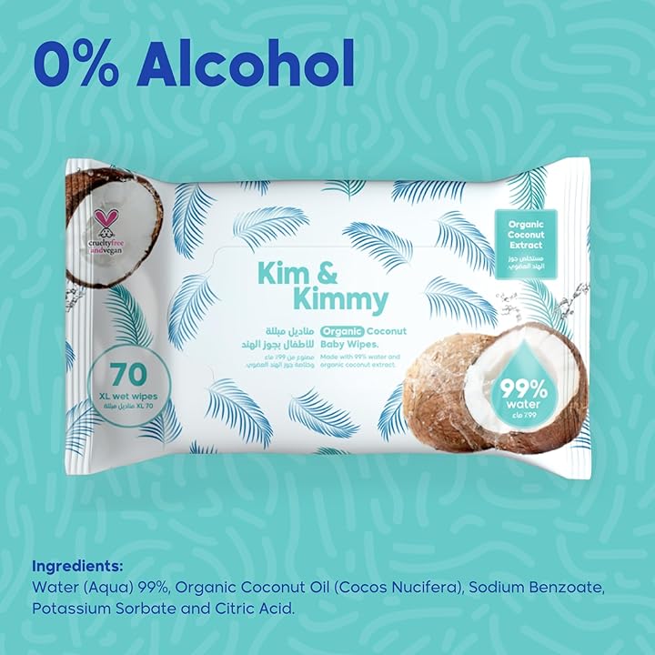 Kim & Kimmy Organic Coconut Water Baby Wipes β 70pcs