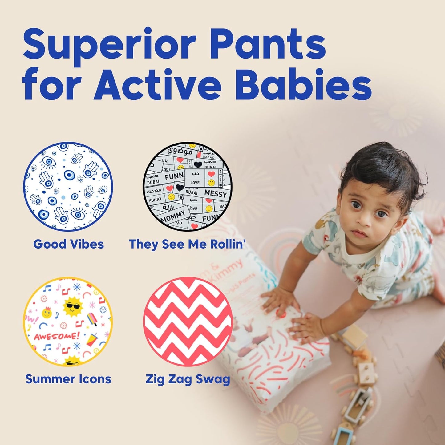 Kim & Kimmy Eco Diaper Pants, Size 6, 15-20 kg, 40 Pants - 12 Hour Leak Protection, No Rashes, Hypoallergenic, Ultra-Soft & Highly Absorbent - Cruelty Free & Vegan - Zig Zag Swag