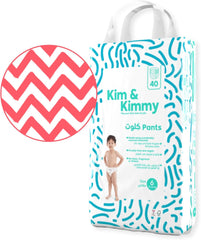 Kim & Kimmy Eco Diaper Pants, Size 6, 15-20 kg, 40 Pants - 12 Hour Leak Protection, No Rashes, Hypoallergenic, Ultra-Soft & Highly Absorbent - Cruelty Free & Vegan - Zig Zag Swag
