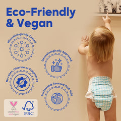 Kim & Kimmy Eco Diapers, Size 4, 9-14 kg, 52 Diapers - 12 Hour Leak Protection, No Rashes, Hypoallergenic, Ultra-Soft & Highly Absorbent - Cruelty Free & Vegan - Funny Icons