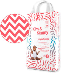 Kim & Kimmy Eco Diaper Pants, Size 4, 9-14 kg, 44 Pants - 12 Hour Leak Protection, No Rashes, Hypoallergenic, Ultra-Soft & Highly Absorbent - Cruelty Free & Vegan - Good Vibes