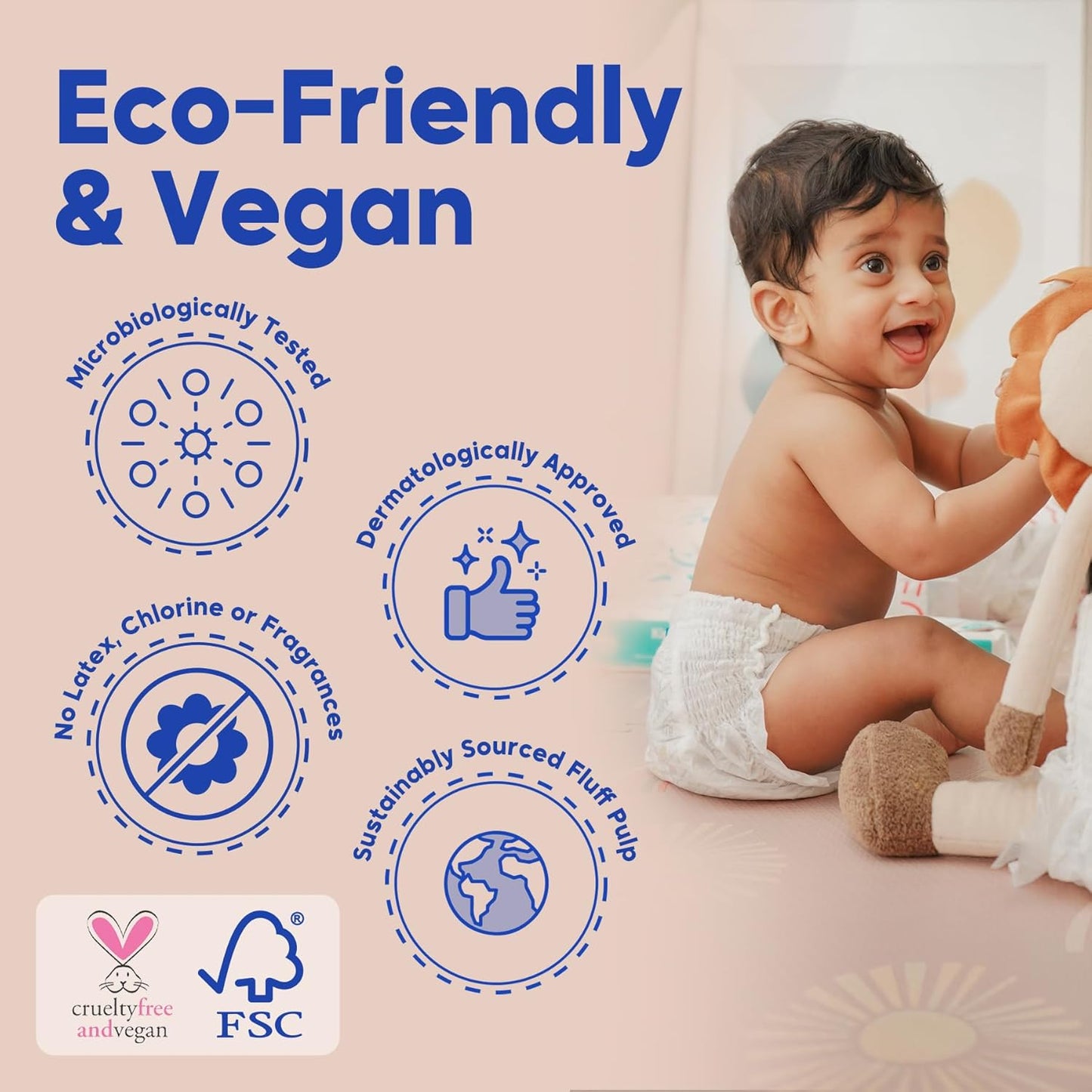 Kim & Kimmy Eco Diaper Pants, Size 5, 12-17 kg, 42 Pants - 12 Hour Leak Protection, No Rashes, Hypoallergenic, Ultra-Soft & Highly Absorbent - Cruelty Free & Vegan - Summer Icons