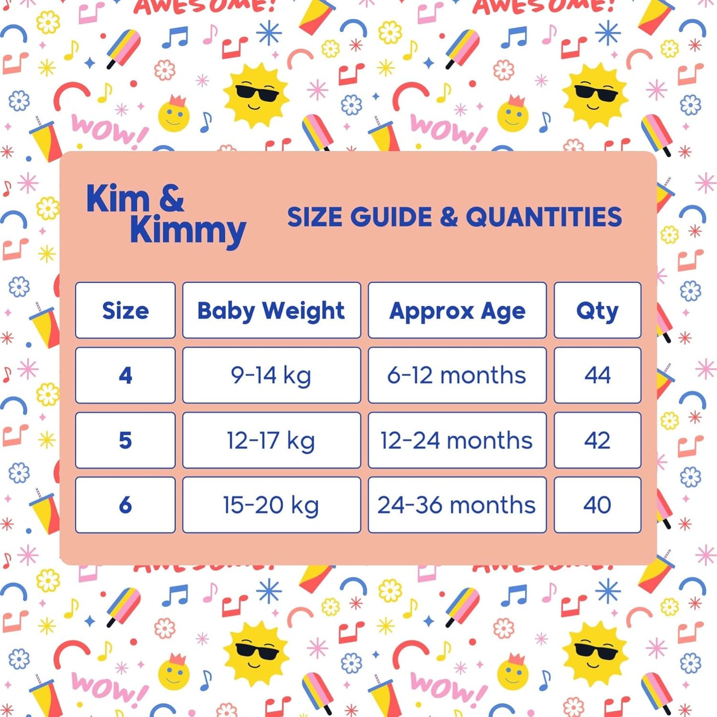 Kim & Kimmy Eco Diaper Pants, Size 5, 12-17 kg, 42 Pants - 12 Hour Leak Protection, No Rashes, Hypoallergenic, Ultra-Soft & Highly Absorbent - Cruelty Free & Vegan - Summer Icons