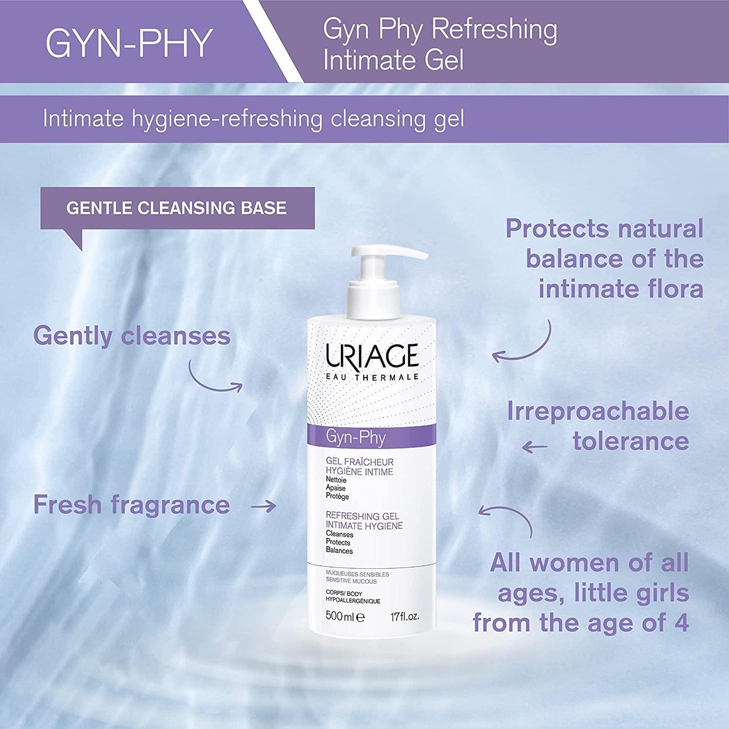 Uriage Gyn-Phy Refreshing Gel Intimate Hygiene 500Ml
