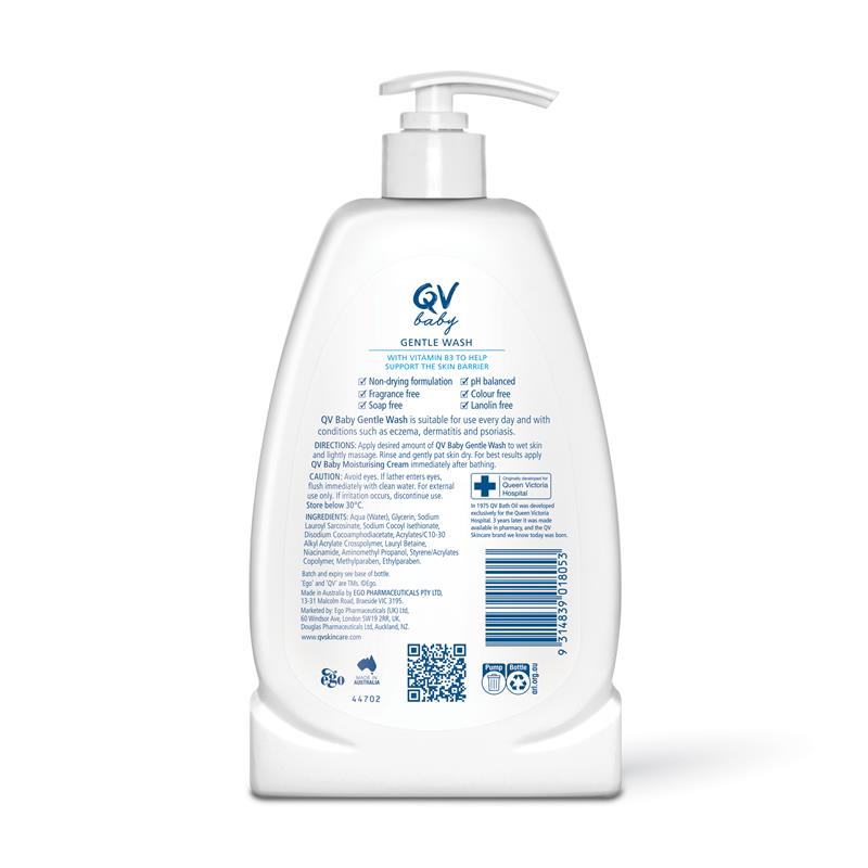 Ego QV Baby Gentle Wash 500g β Mild Soap-Free Cleanser for Sensitive Skin