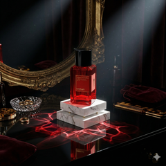 Red Oskar Collection John Travolta Extrait De Parfum 110ml striking red glass bottle inspired by Thomas Kosmala No 4