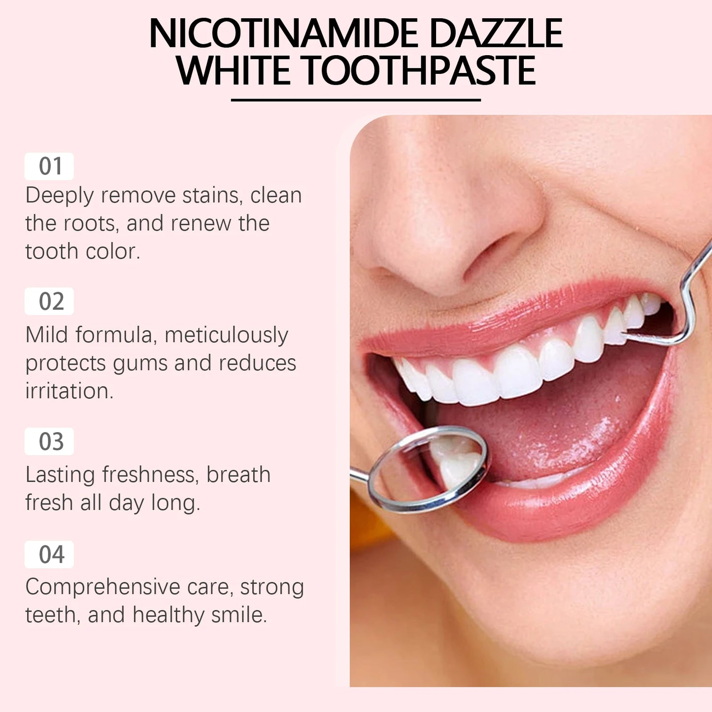 Easy Life Store Niacinamide Whitening Toothpaste Remove Yellow Teeth Smoke Stains Improve Oral Smell Breath Fresh Tooth Bleaching Care Product - Buy Online in UAE | Easy Life Store