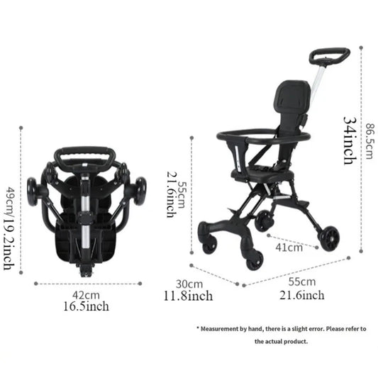 Baby Stroller for Toddler One-click Folding Lightweight Stroller Two-ways Baby Strolling Cart with Canopy Swivel Front Wheel