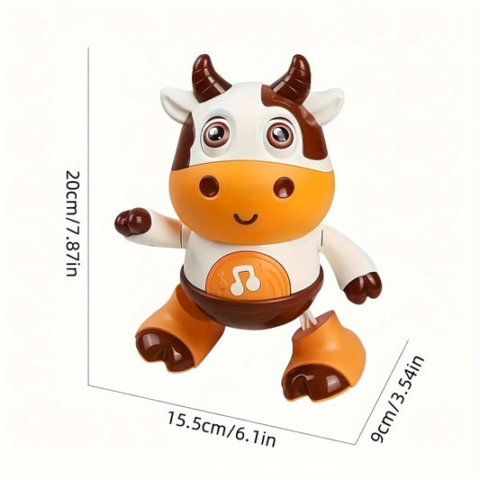 Interactive Dancing Cow Baby Toy with Music and Lights, Educational Early Learning Toy for Toddlers 0-3 Years, Plastic, Child-Safe Soft Glow, Bilingual Features - Gift for Young Children (Batteries Not Included) - from Chines