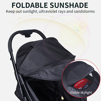 Baby stroller, one click folding, safety guardrail, lightweight foldable portable four-wheel children's handcart, baby umbrella cart, As Halloween, Chrismas Gift