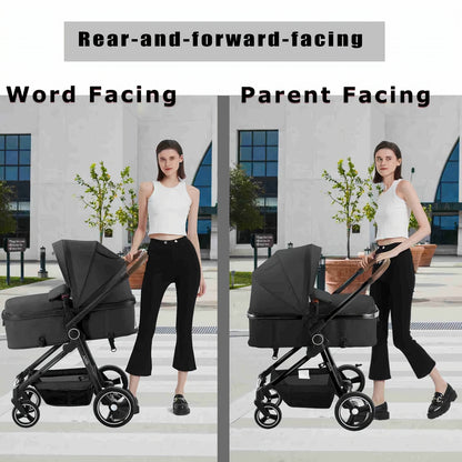 2 in 1 Convertible Baby Stroller Carriage Infant Toddler Toddler Pram Stroller Lightweight Foldable Travel Stroller for Newborn Girl Boy 0-36 Months, As Halloween, Chrismas Gift