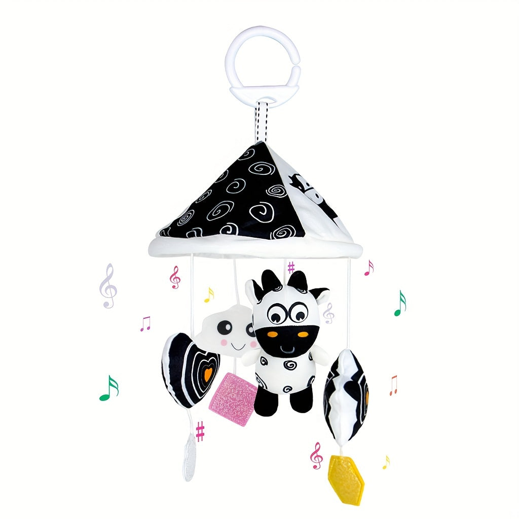 Black And White Baby Toy Car Hanging Baby Trolley Hanging Umbrella Wind Chime Early Education Toys Crib Bell Stroller Baby Hanging Umbrella Bed Bell Pendant Black And White Animal Wind Chime Bed Hanging Baby Safety Seat Rattl