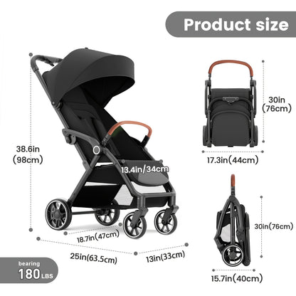 folding Baby Stroller Travel System Toddler Stroller w/Reversible Stroller