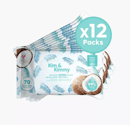 Kim & Kimmy Organic Coconut Water Baby Wipes – 70pcs