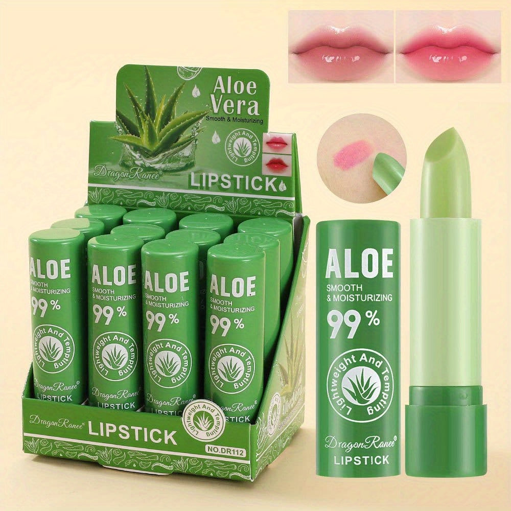 12Pcs Color Changing Lip Balm Set Box Moisturizing And Nourishing Temperature Changing Aloe Lipstick with Plant Squalane