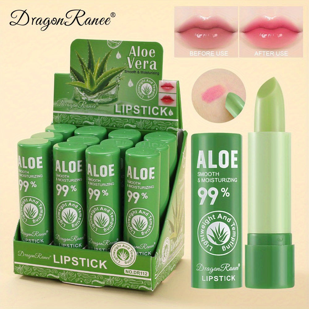 12Pcs Color Changing Lip Balm Set Box Moisturizing And Nourishing Temperature Changing Aloe Lipstick with Plant Squalane