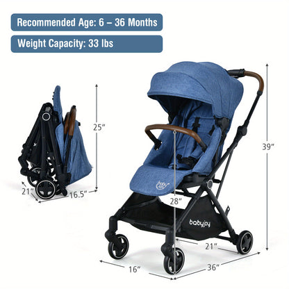 Gymax 2-in-1 Convertible Baby Stroller Pushchair Aluminum w/ Adjustable Canopy Blue
