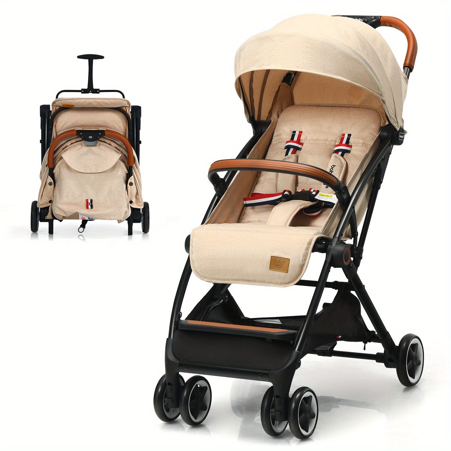 LIFEZEAL Lightweight Baby Stroller Aluminium Frame w/ Net for Travel Beige