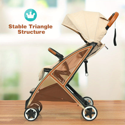 LIFEZEAL Lightweight Baby Stroller Aluminium Frame w/ Net for Travel Beige