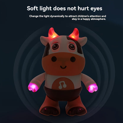 Interactive Dancing Cow Baby Toy with Music and Lights, Educational Early Learning Toy for Toddlers 0-3 Years, Plastic, Child-Safe Soft Glow, Bilingual Features - Gift for Young Children (Batteries Not Included) - from Chines