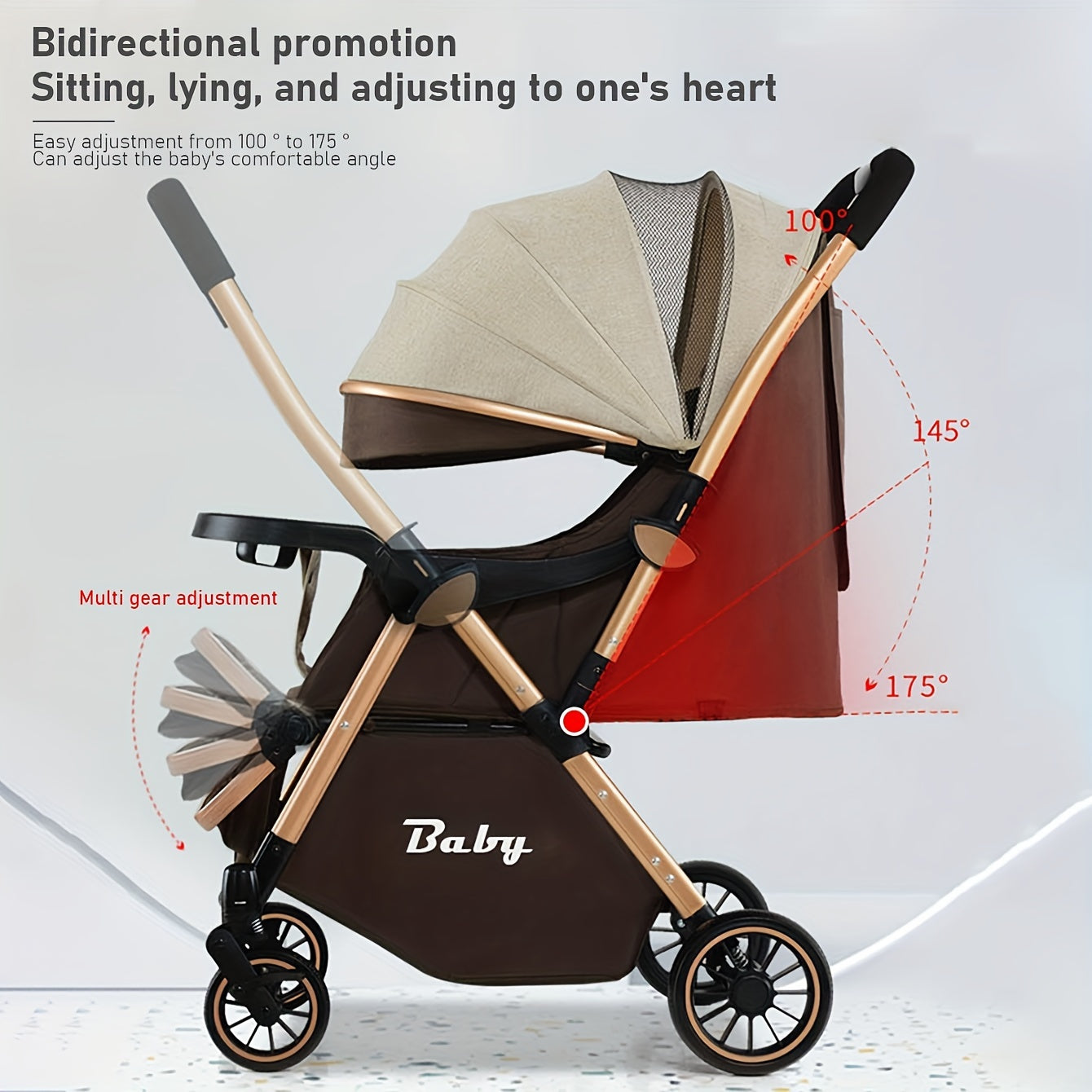 Baby stroller, can sit and lie down, double-sided, high landscape, lightweight folding, newborn children's stroller, baby stroller