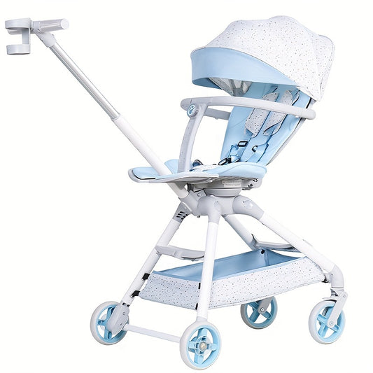 Travel Stroller, Compact Stroller, 360°Reversible Seat Lightweight Baby Stroller, Airplane Compatible, Full Recline Ergonomic Backrest, Adjustable Backrest, Load Up To 50lbs For Toddlers-Blue