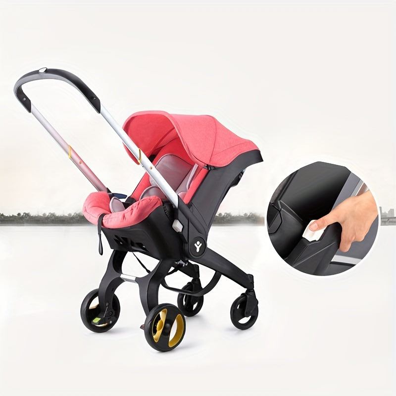 4-in-1 Baby Stroller | Adjustable Pushchair with Canopy | Compact Foldable Infant Carriage | 39 inch Height, 23.6 inch Depth, 17.3 inch Width | Comfortable Pram for Travel and Outdoor Use, As Halloween, Chrismas Gift