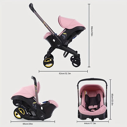 4-in-1 Baby Stroller | Adjustable Pushchair With Canopy | Compact Foldable Infant Carriage | 39 Inch Height, 23.6 Inch Depth, 17.3 Inch Width | Comfortable Pram For Travel And Outdoor Use
