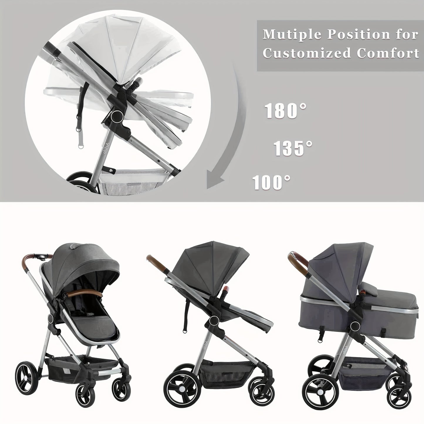 2 in 1 Convertible Baby Stroller Carriage Infant Toddler Toddler Pram Stroller Lightweight Foldable Travel Stroller for Newborn Girl Boy 0-36 Months, As Halloween, Chrismas Gift
