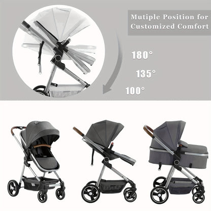2 in 1 Convertible Baby Stroller Carriage Infant Toddler Toddler Pram Stroller Lightweight Foldable Travel Stroller for Newborn Girl Boy 0-36 Months, As Halloween, Chrismas Gift