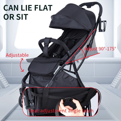Baby stroller, one click folding, safety guardrail, lightweight foldable portable four-wheel children's handcart, baby umbrella cart, As Halloween, Chrismas Gift