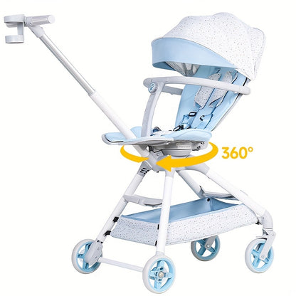 Travel Stroller, Compact Stroller, 360°Reversible Seat Lightweight Baby Stroller, Airplane Compatible, Full Recline Ergonomic Backrest, Adjustable Backrest, Load Up To 50lbs For Toddlers-Blue