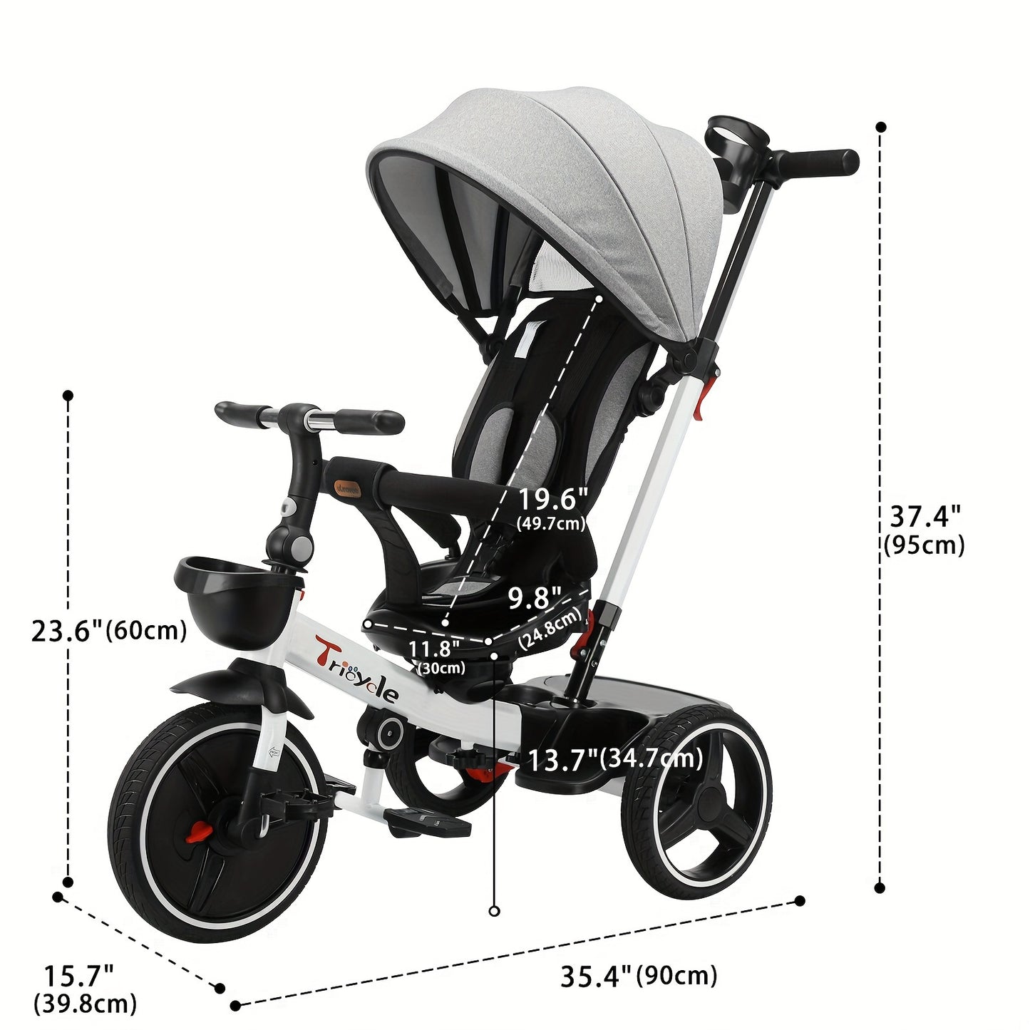 Ubravoo Baby Stroller Tricycle Ride Bike, 360 Degree Rotation Sitting & Lying, Celerity Disassembly & Assembly, 1-5 Years