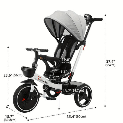 Ubravoo Baby Stroller Tricycle Ride Bike, 360 Degree Rotation Sitting & Lying, Celerity Disassembly & Assembly, 1-5 Years
