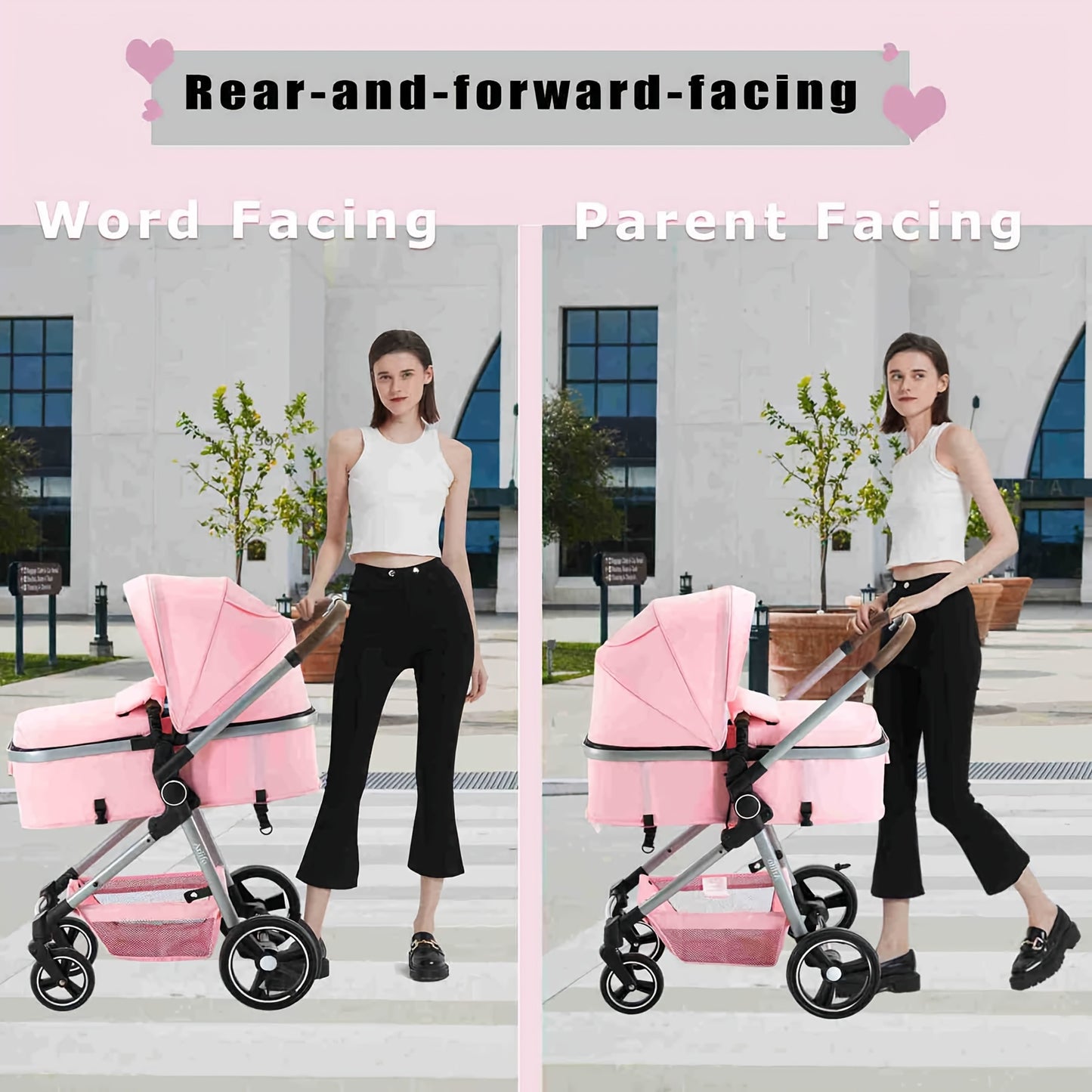 2 in 1 Convertible Baby Stroller Carriage Infant Toddler Toddler Pram Stroller Lightweight Foldable Travel Stroller for Newborn Girl Boy 0-36 Months, As Halloween, Chrismas Gift