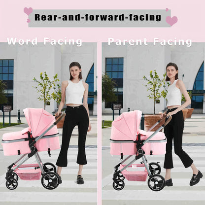 2 in 1 Convertible Baby Stroller Carriage Infant Toddler Toddler Pram Stroller Lightweight Foldable Travel Stroller for Newborn Girl Boy 0-36 Months, As Halloween, Chrismas Gift