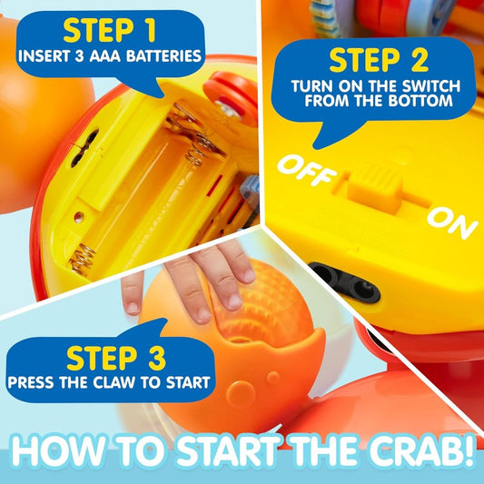 Interactive Crawling Crab Baby Toy - Auto Walk & Obstacle Detection, 10+ Musical Tunes & Lights Buttons For Sensory Play, Infant Toddler Learning Toy