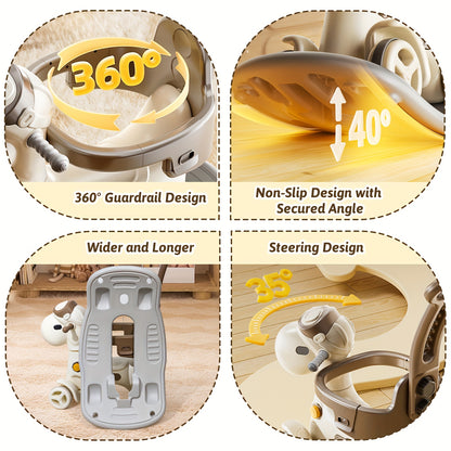 4-in-1 Rocking Horse Toy for Toddlers 1- (1+ Years) - Convertible Balance Bike, Ride-On Horse with Detachable Balance Board & Footrest, Push Handle & Guard Rails - Sturdy Construction, Smooth-Rolling Wheels - Ideal Birthday G