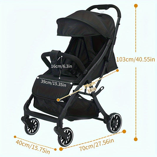 Baby stroller, one click folding, safety guardrail, lightweight foldable portable four-wheel children's handcart, baby umbrella cart, As Halloween, Chrismas Gift