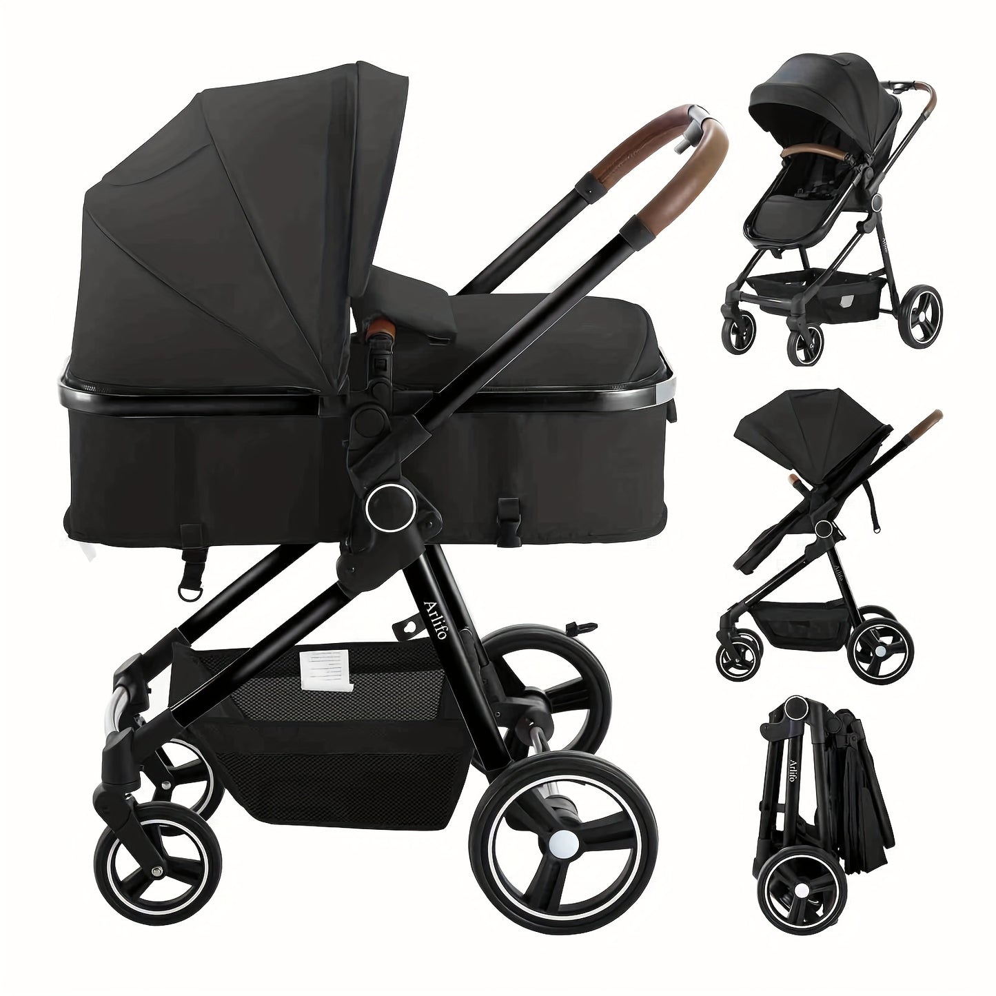 2 in 1 Convertible Baby Stroller Carriage Infant Toddler Toddler Pram Stroller Lightweight Foldable Travel Stroller for Newborn Girl Boy 0-36 Months, As Halloween, Chrismas Gift