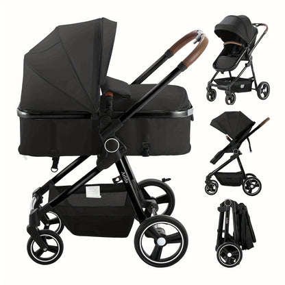 2 in 1 Convertible Baby Stroller Carriage Infant Toddler Toddler Pram Stroller Lightweight Foldable Travel Stroller for Newborn Girl Boy 0-36 Months, As Halloween, Chrismas Gift