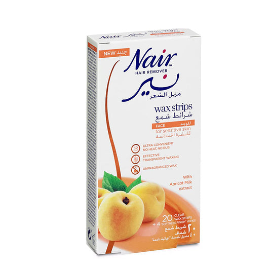 Nair Hair Rem Face Wax Strips With Apricot Milk Extract 20s