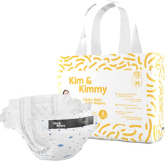 Kim & Kimmy Eco Diapers, Size 6, 15-20 kg, 38 Diapers - 12 Hour Leak Protection, No Rashes, Hypoallergenic, Ultra-Soft & Highly Absorbent - Cruelty Free & Vegan - Green Dalmatian