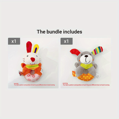 Cute Cartoon Animal Hand Rattle Round Hand Rattle Baby Toy Baby Hand Rattle Plush Toy