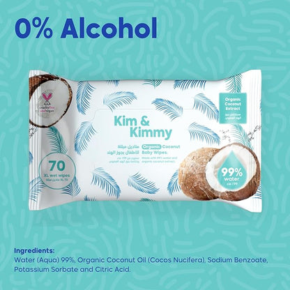 Kim & Kimmy Organic Coconut Water Baby Wipes – 70pcs